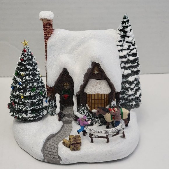 Thomas Kinkade Christmas Village Warm Winter Wishes Family Cottage Horse 1996 90 - Picture 2 of 16